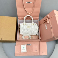 Miu Miu Matelasse Nappa Leather Top Handle Bag 19 cm
