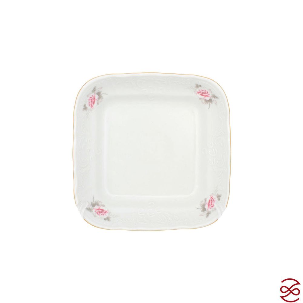 Салатник квадратный Bernadotte Серая роза золото 16 см