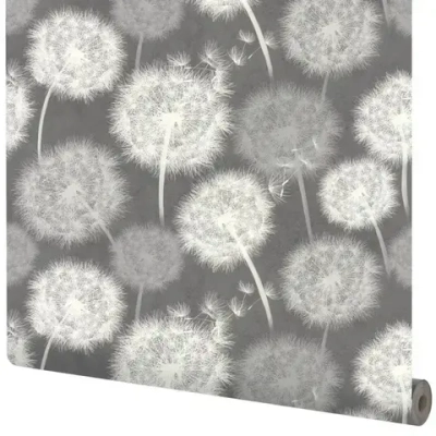 Обои флизелиновые с принтом Растения, графитовые, 10.05 х 1.06 м, практичный