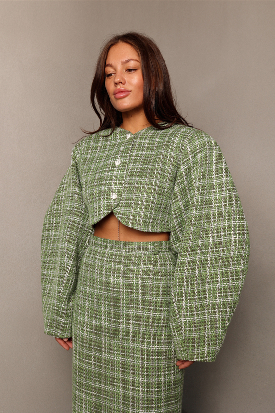 Жакет из твида О-силуэта