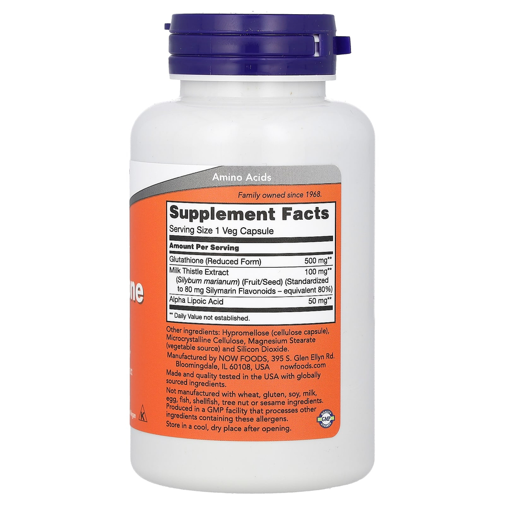 NOW Foods, глутатион с экстрактом расторопши и альфа-липоевой кислотой, 60 вегетарианских капсул