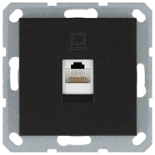 Интернет-розетка RJ45 с накладкой, цвет Антрацит