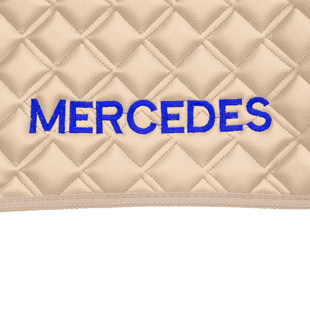 Ковры MERCEDES Actros MP3 (автомат) с шахтой (экокожа, бежевый, бежевый кант, синяя вышивка)