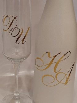 Наклейки свадебные буквы на бутылки и бокалы инициалы "А"