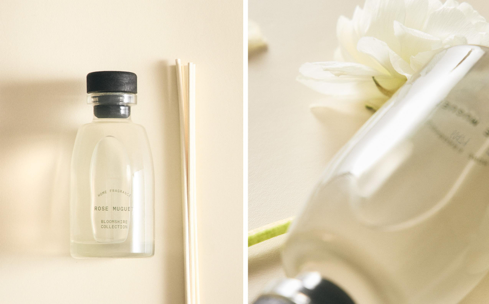 Zara Home Аромадиффузор Rose Muguet 100 мл, тростниковые палочки микадо, аромат цветочный, Розовый