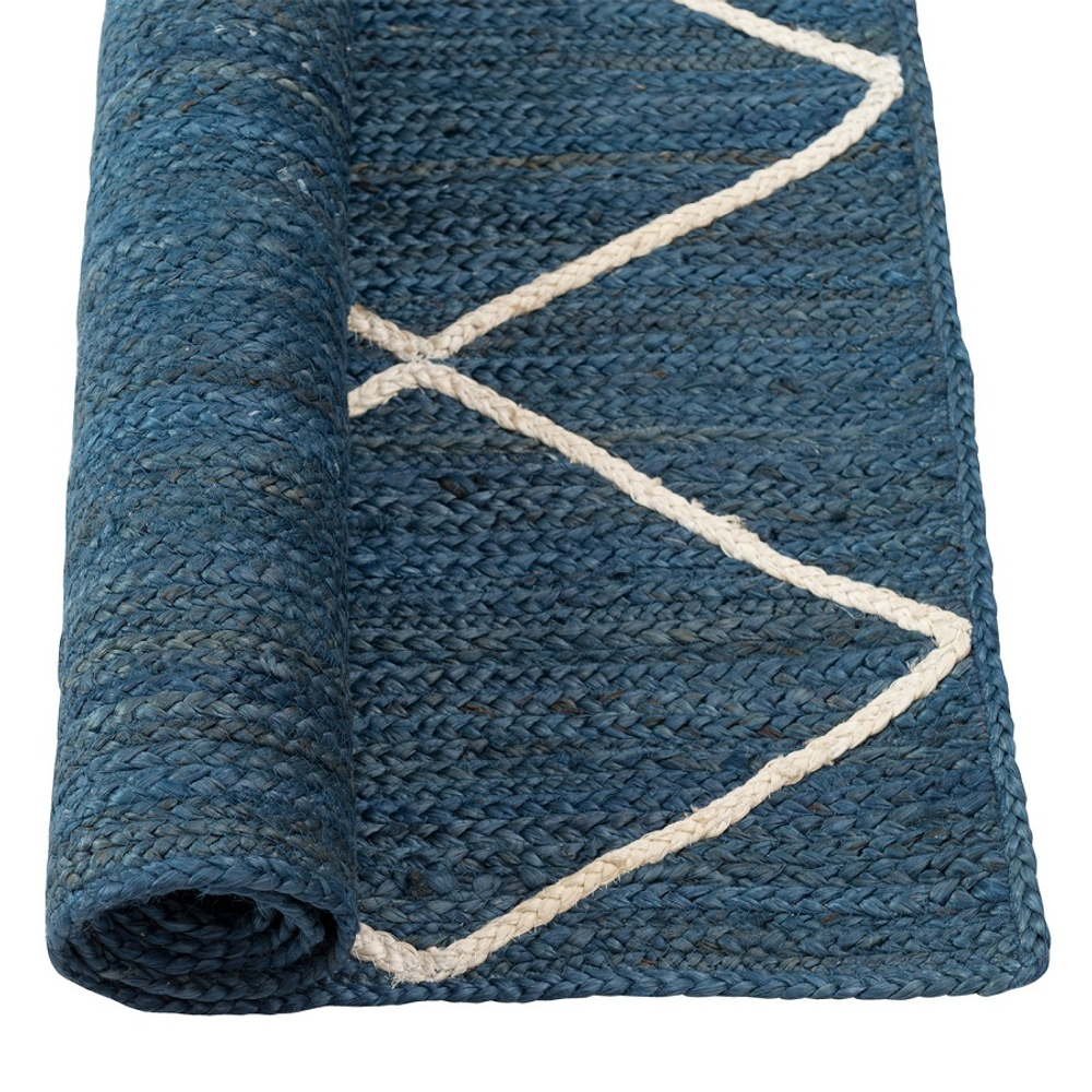 Ковер из джута 70х160см Tkano Ethnic темно-синий