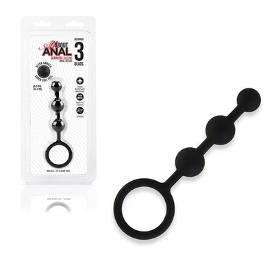 Черные силиконовые анальные бусы Silicone Anal Beads - 14 см. (Цвет: черный)