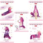 Блокнот МАЛЫЙ ФОРМАТ (75х105 мм) А7, 40 л., гребень, тонированный блок, без линовки, HATBER "Единорожки", 40Б7Вгр