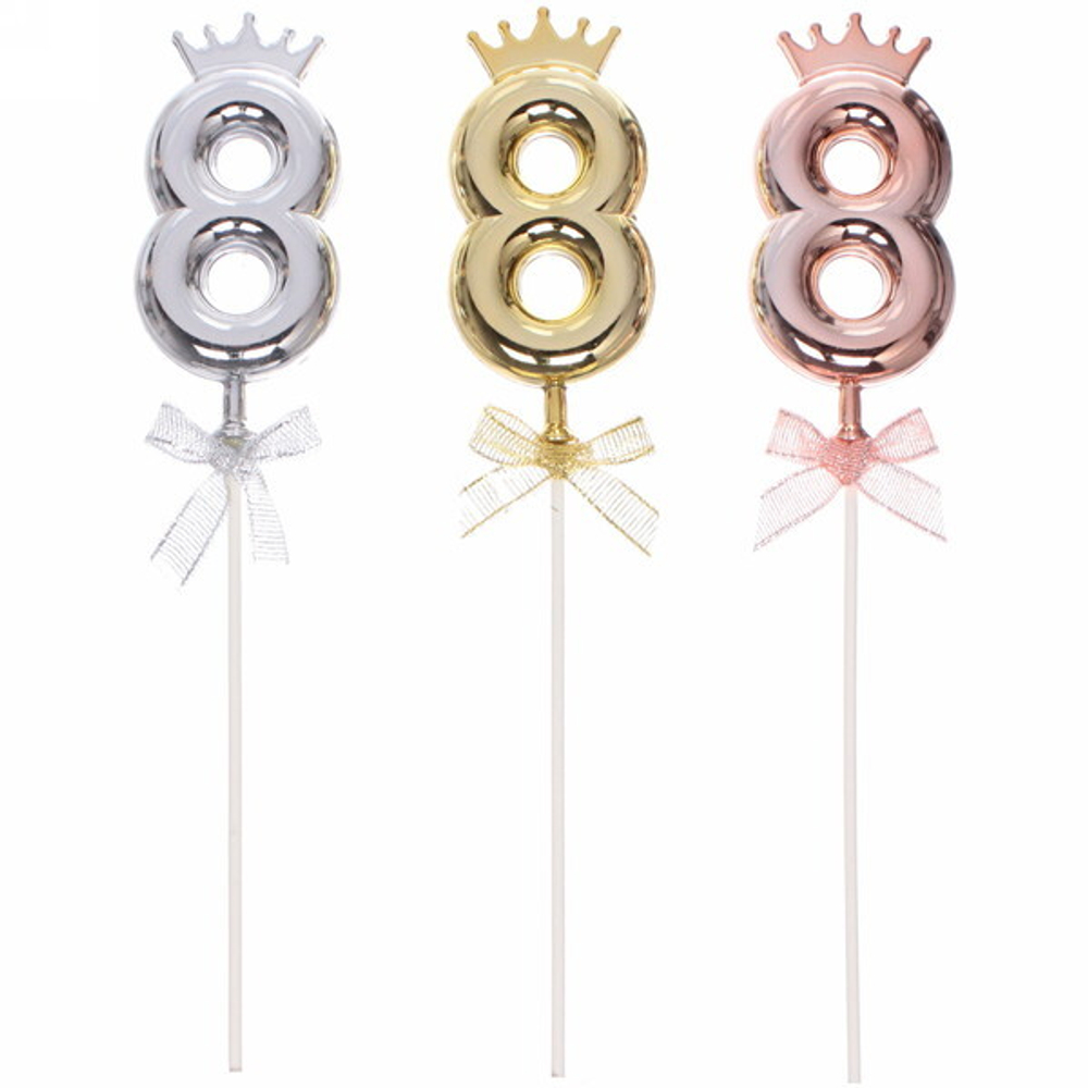 Топпер Цифра Королевский вечер «8» 22 см , микс