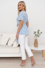 Блузка Элиза (белый/голубой) Б11-253/4 Nikol