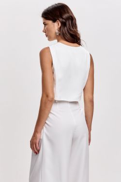 Укороченная жилетка свободного кроя белого цвета