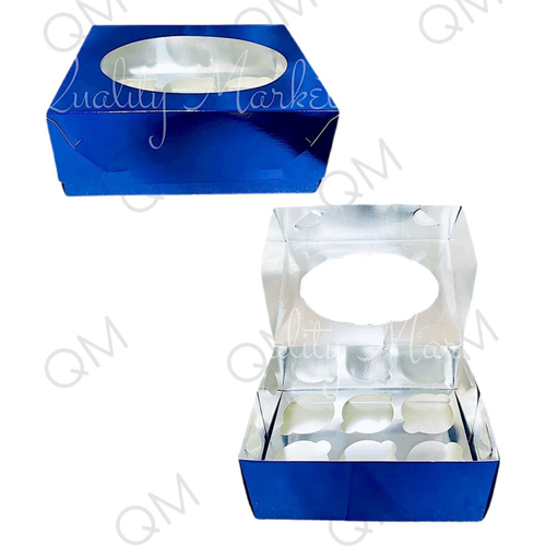 Коробка под капкейки с окошком 235*160*100 мм (6) (синяя), 50шт