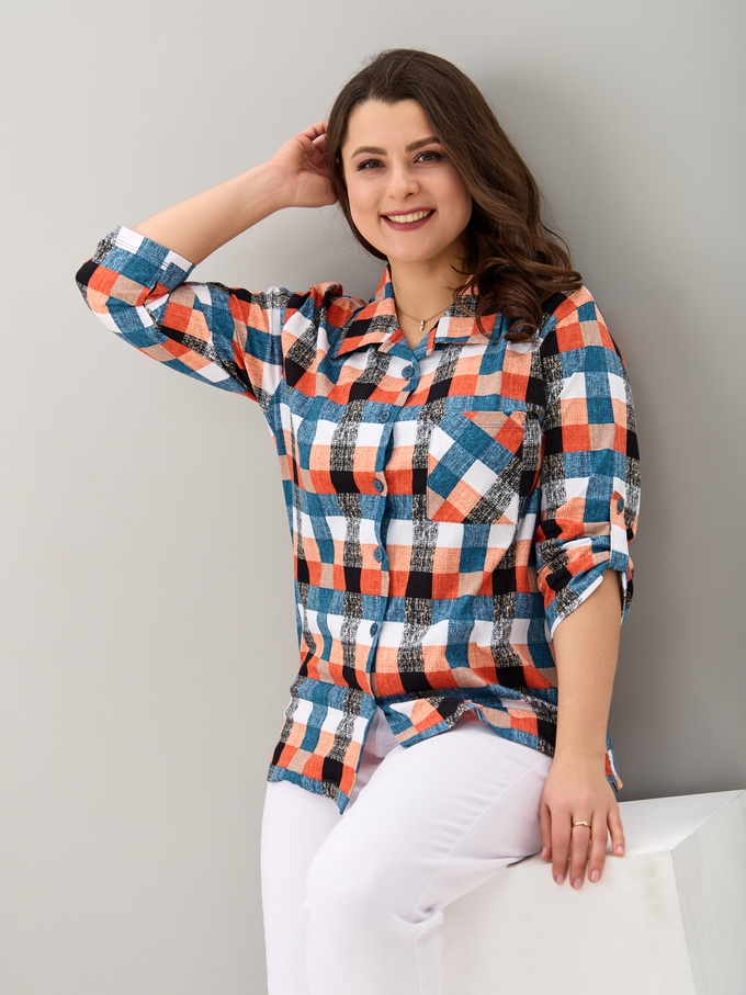 Рубашка Р-001/индиго-красныйквадрат