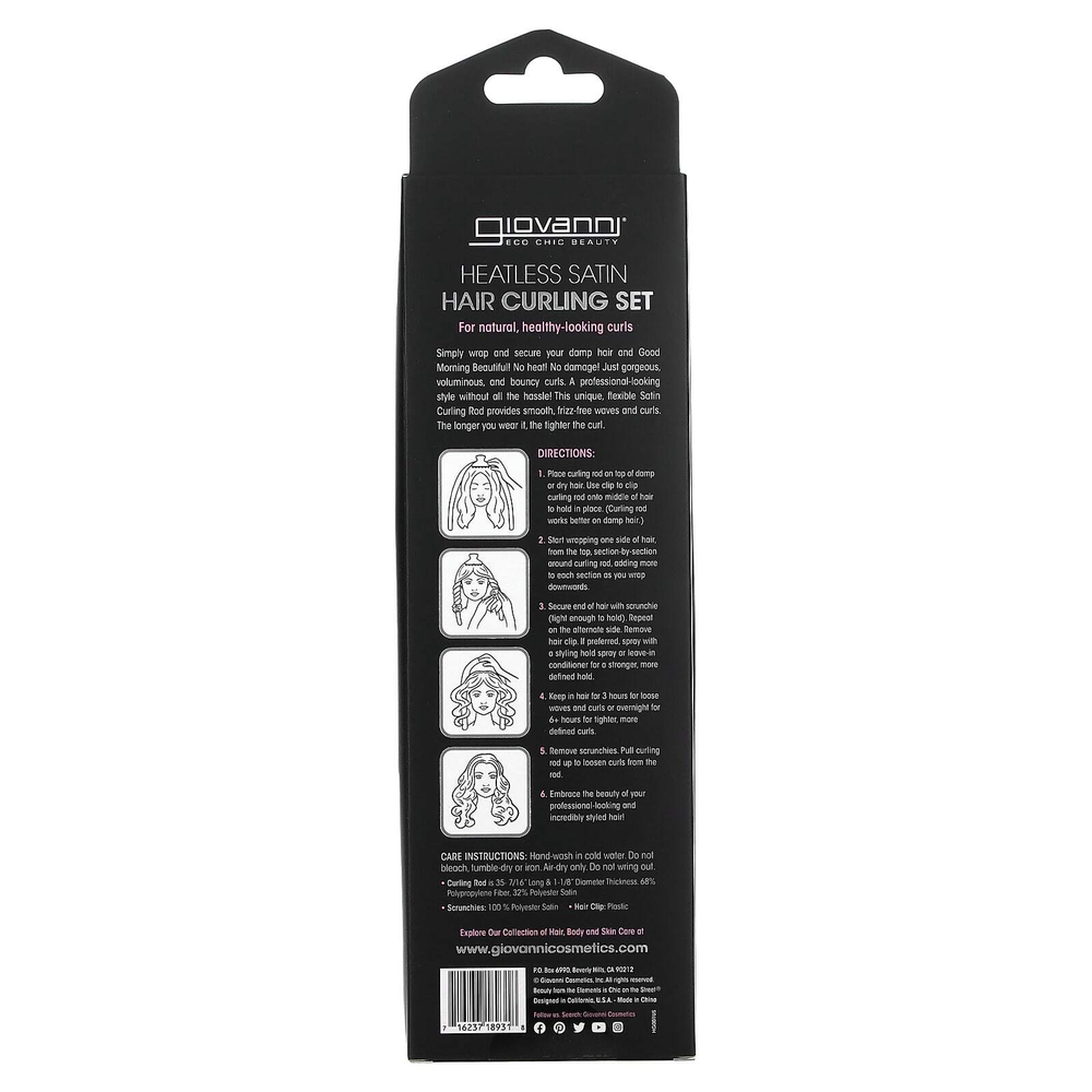 Giovanni, Heatless Satin, набор для завивки волос, слоновая кость, 4 шт.