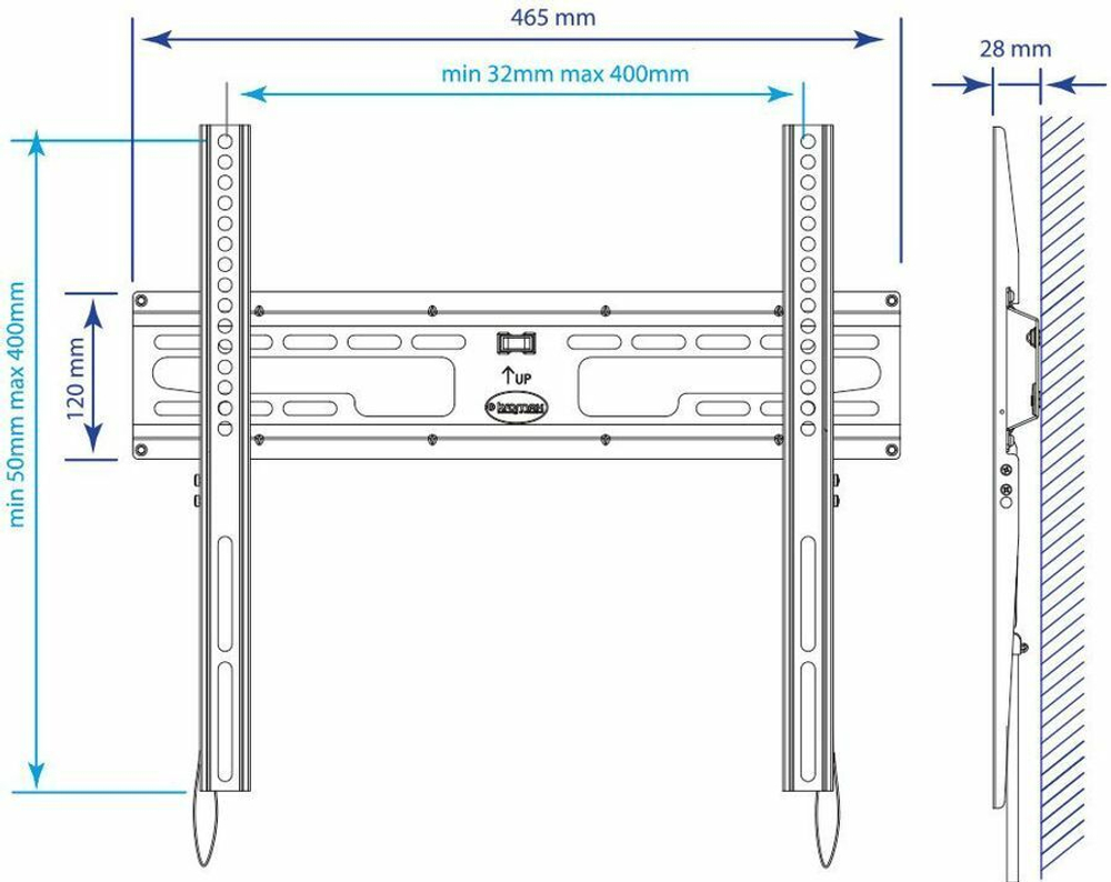 Кронштейн для телевизора Kromax FLAT-3 черный 22"-65" макс.55кг настенный фиксированный (26009)