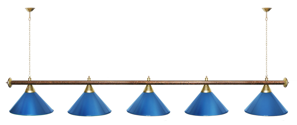 Лампа STARTBILLIARDS 5 пл. (плафоны зеленые,штанга зеленая,фурнитура золото)