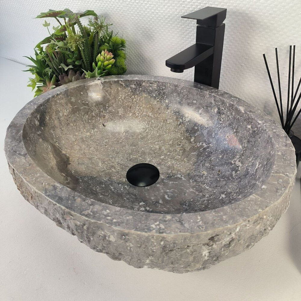 Каменная раковина из мрамора Erozy Grey EM-04748 (51*41*15) 0188 из натурального камня