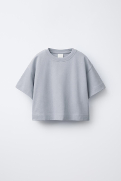 ZARA ОДНОТОННАЯ ФУТБОЛКА HEAVY WEIGHT, СЕРЫЙ