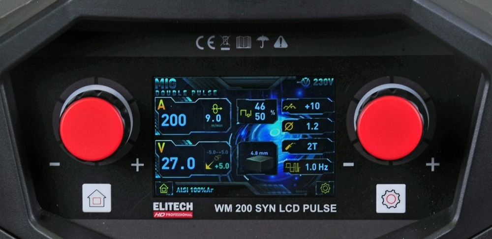 Сварочный полуавтомат ELITECH WM 200 SYN LCD PULSE HD 204473