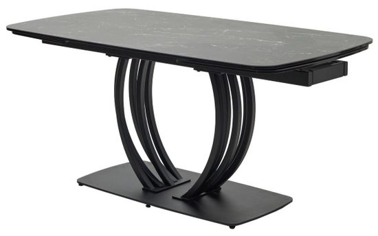 Стол МАТЕРА (MATERA) 160 цвет KL-116 Черный мрамор матовый, итальянская керамика/ ЧЕРНЫЙ