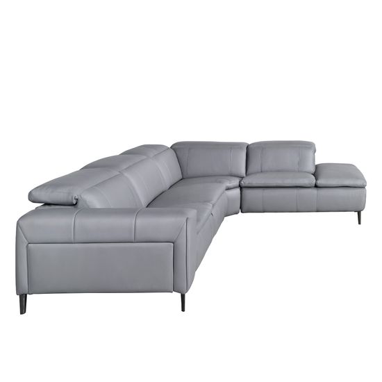 5-местный диван с реклайнером 6217 с правым шезлонгом из серой кожи