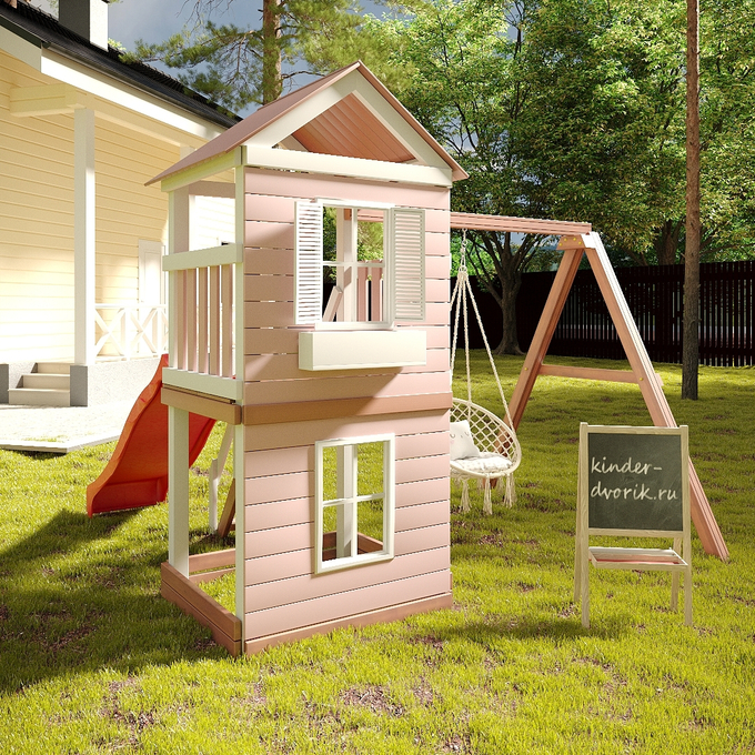 Детский игровой комплекс с качелями гнездо "Домик Марсель"