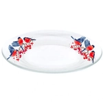 Тарелка стеклянная 25см «Снегири» обеденная D1886/36