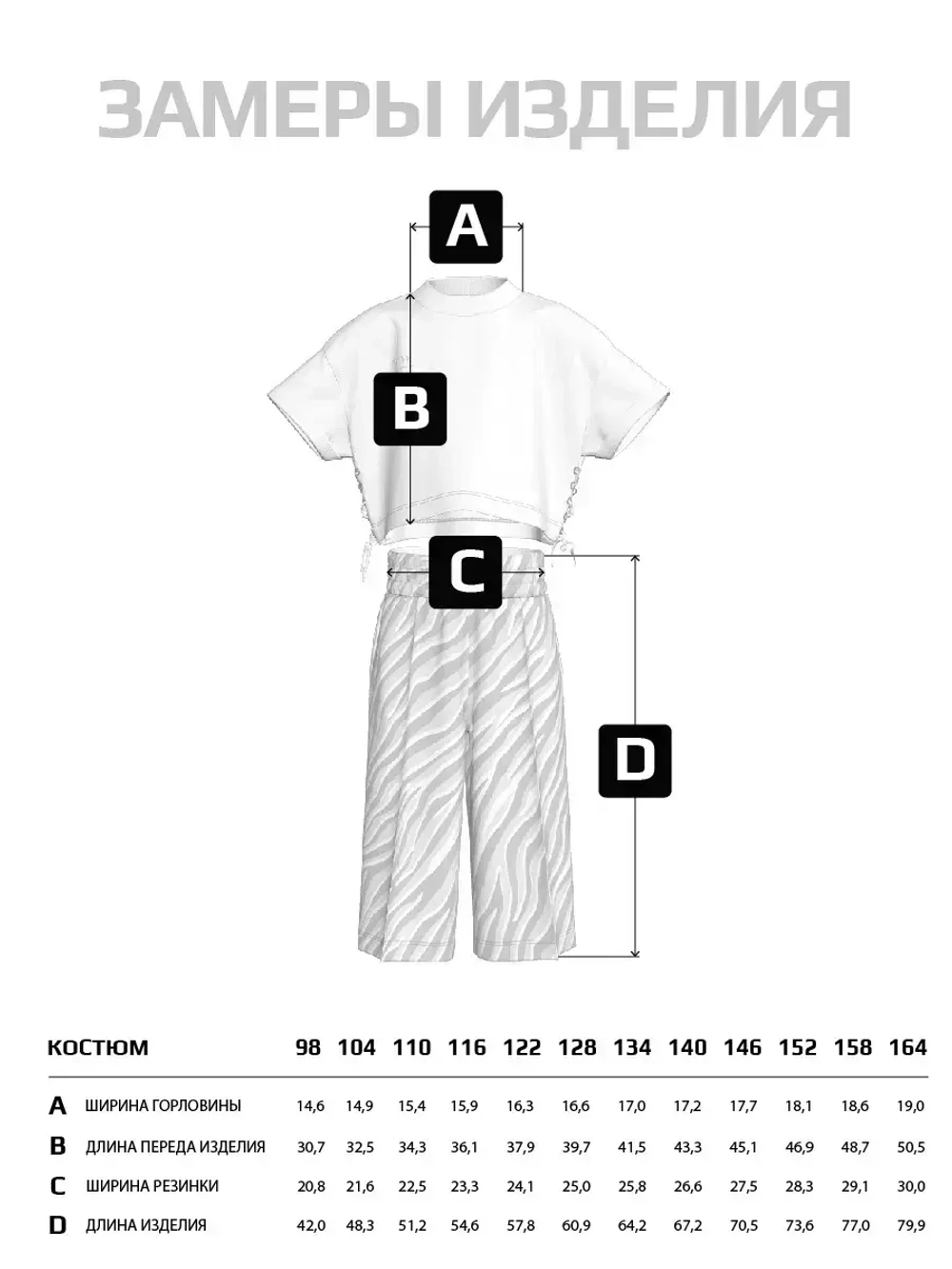 Костюм для девочки, футболка и кюлоты