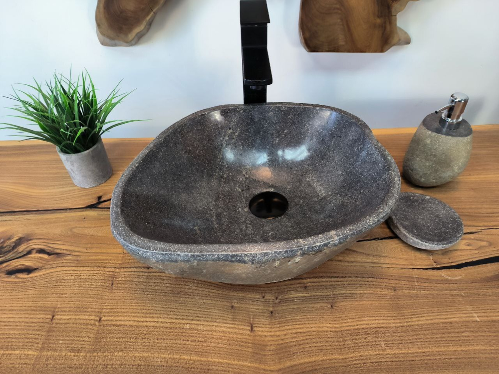 Раковина из речного камня RS-65788 39х33х14 из натурального камня