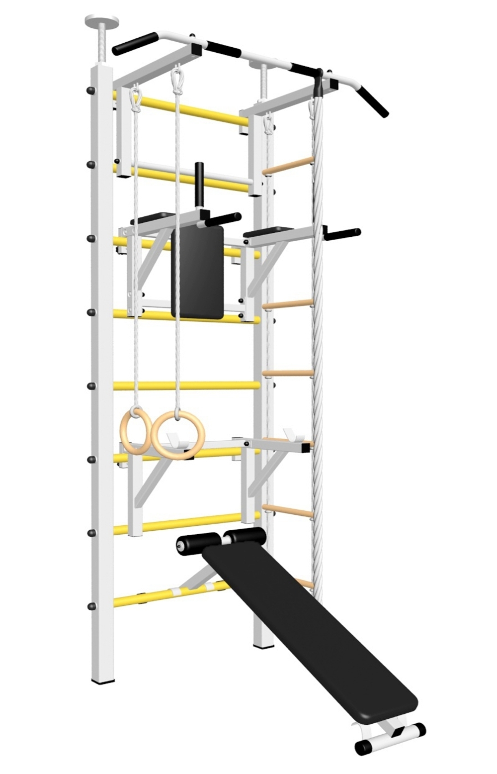 Шведская стенка Sv Sport враспор (Турник стандарт/Брусья/Стойка/Скамья/Канат/Кольца/Лестница)