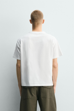 ZARA ФУТБОЛКА RELAXED FIT СО ШВАМИ, БЕЛЫЙ