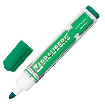 Маркер стираемый для белой доски ЗЕЛЕНЫЙ, BRAUBERG "Neo", 5 мм, с клипом