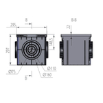 Дождеприемник пластиковый (2 перегородки + корзина для мусора) 300*300*297 B125 (4330V)