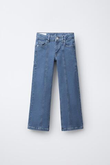 ZARA ДЖИНСЫ BOOTCUT С ДЕКОРАТИВНЫМИ ШВАМИ, СИНИЙ