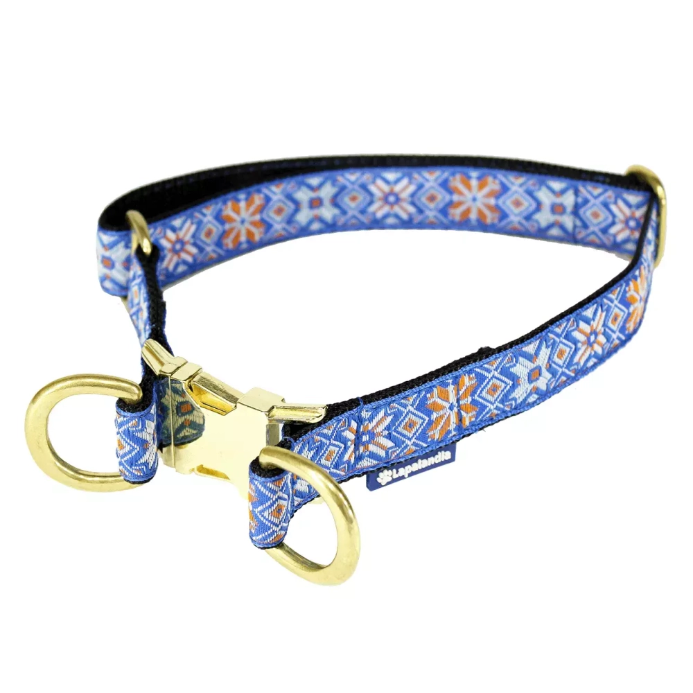 усиленный ошейник с двумя кольцами поларис синий