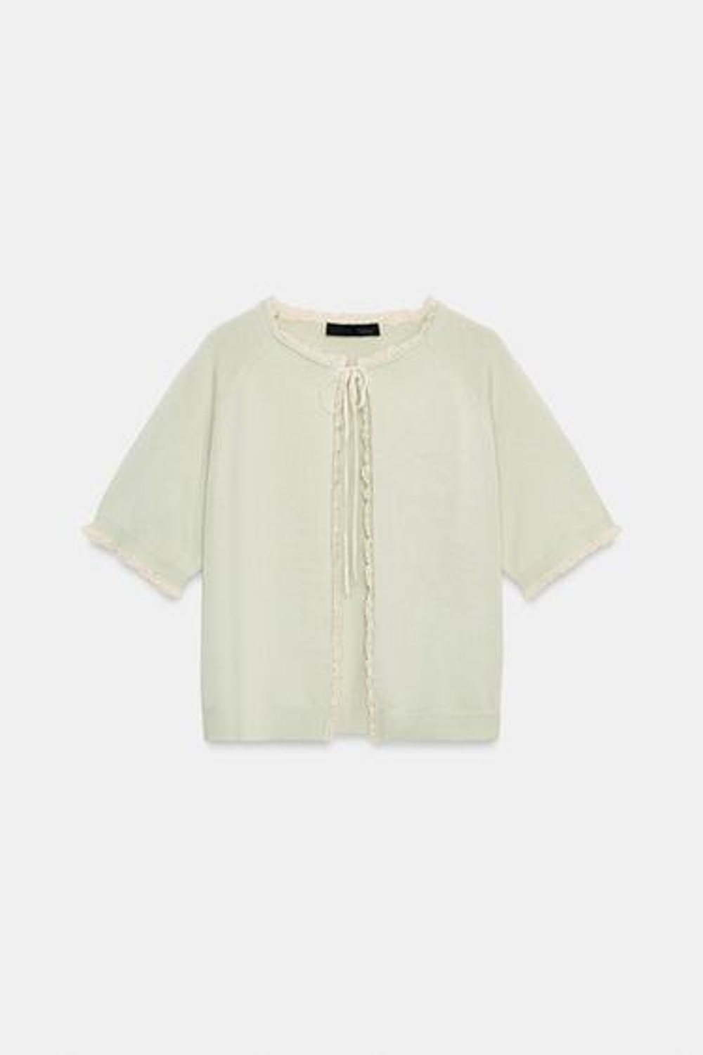 Дانتлевая кожаная куртка с тесьмой - ZARA