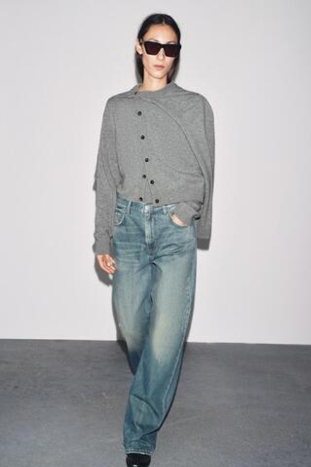 ZARA БАЗОВЫЙ КАРДИГАН ИЗ КАШЕМИРА И ШЕРСТИ, СЕРЫЙ