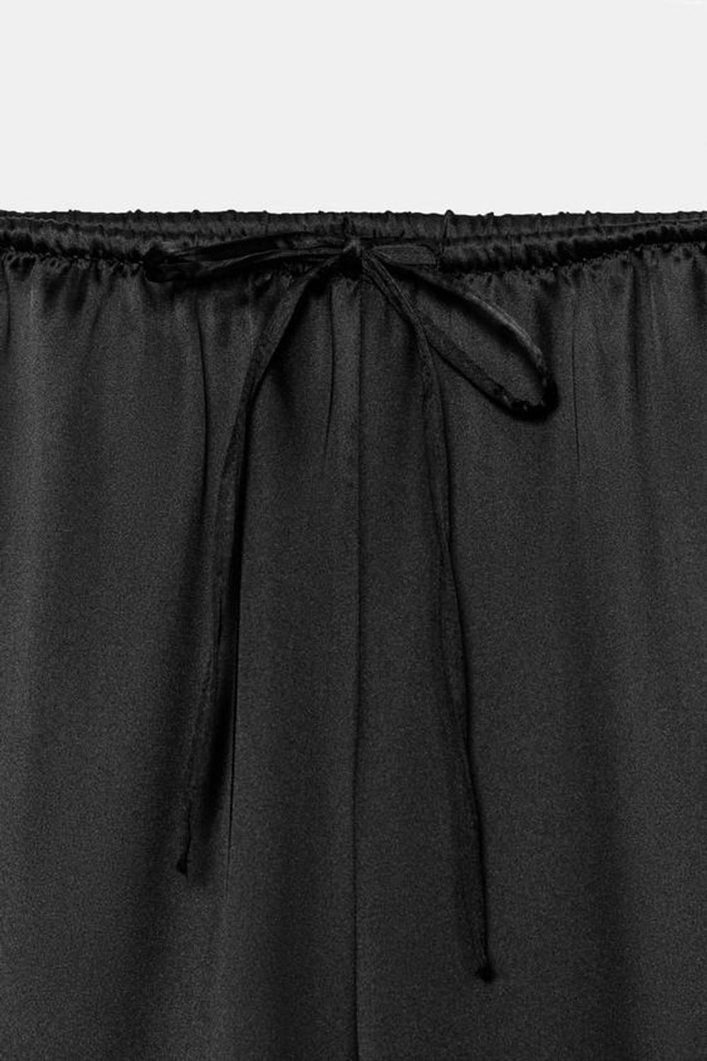 ZARA АТЛАСНЫЕ БРЮКИ НА ШНУРКЕ, ЧЕРНЫЙ