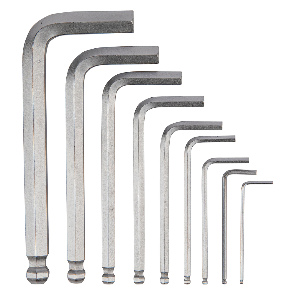 Набор ключей имбусовых, HEX, 1,5-10 мм, CrV, 9 шт., с шаром Denzel