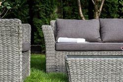 "Капучино сингл" лаунж-зона из искусственного ротанга (гиацинт), цвет серый