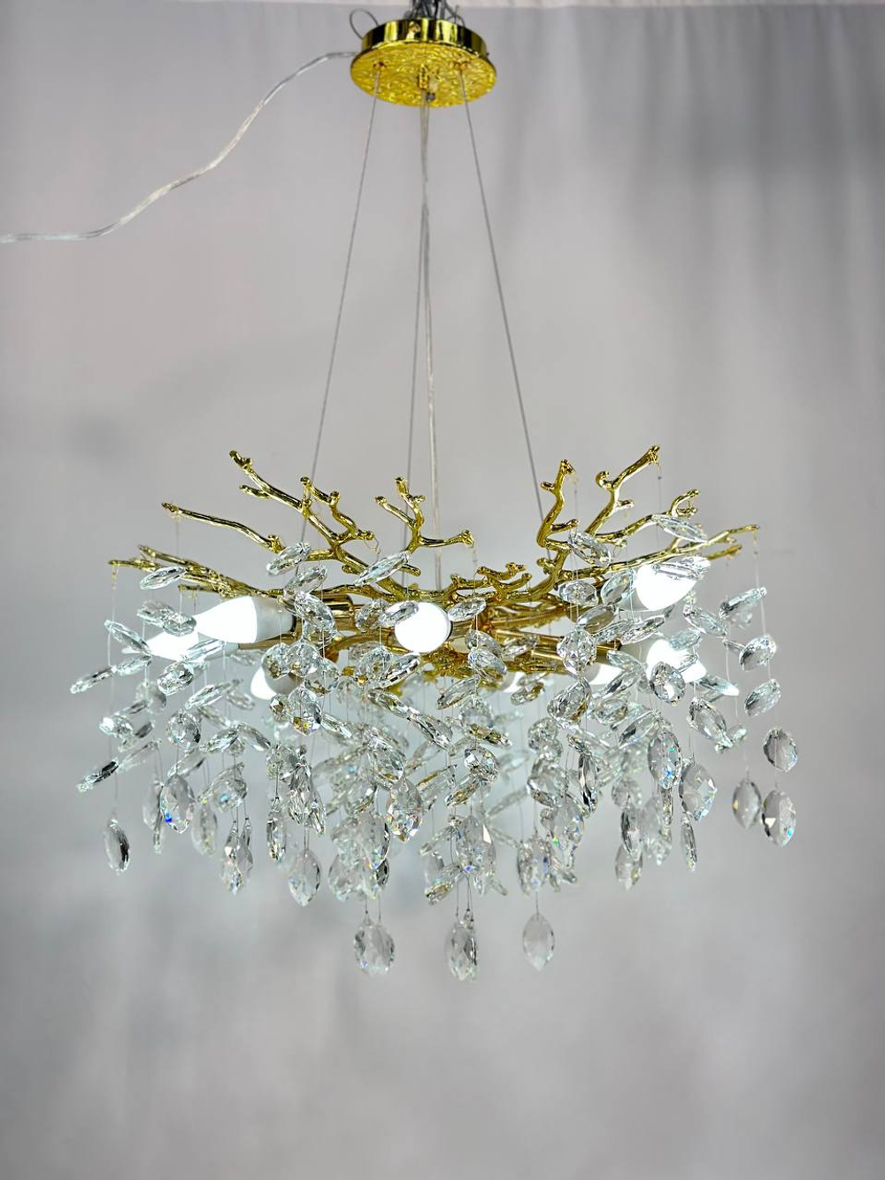 Люстра подвесная Lanbos 98040-600-G4-8 J, 8 ламп Е14, 480 Вт, до 20 кв м, золото