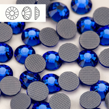 Стразы горячей фиксации из стекла, цвет Sapphire, форма Flatback