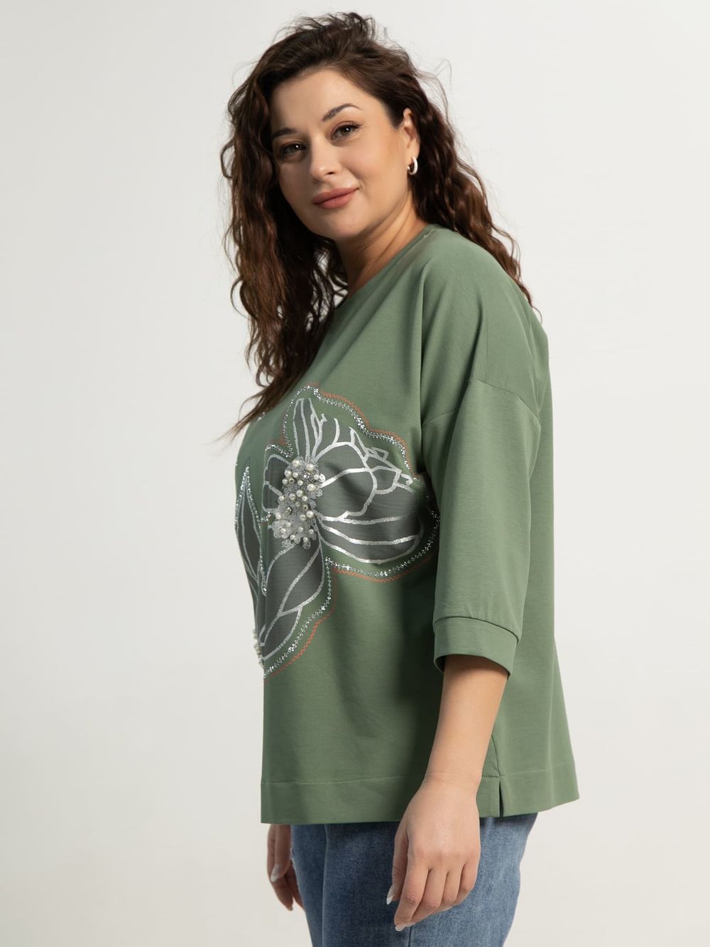 Блуза Цветочная рапсодия (зеленая) Б15312-18М LT Collection