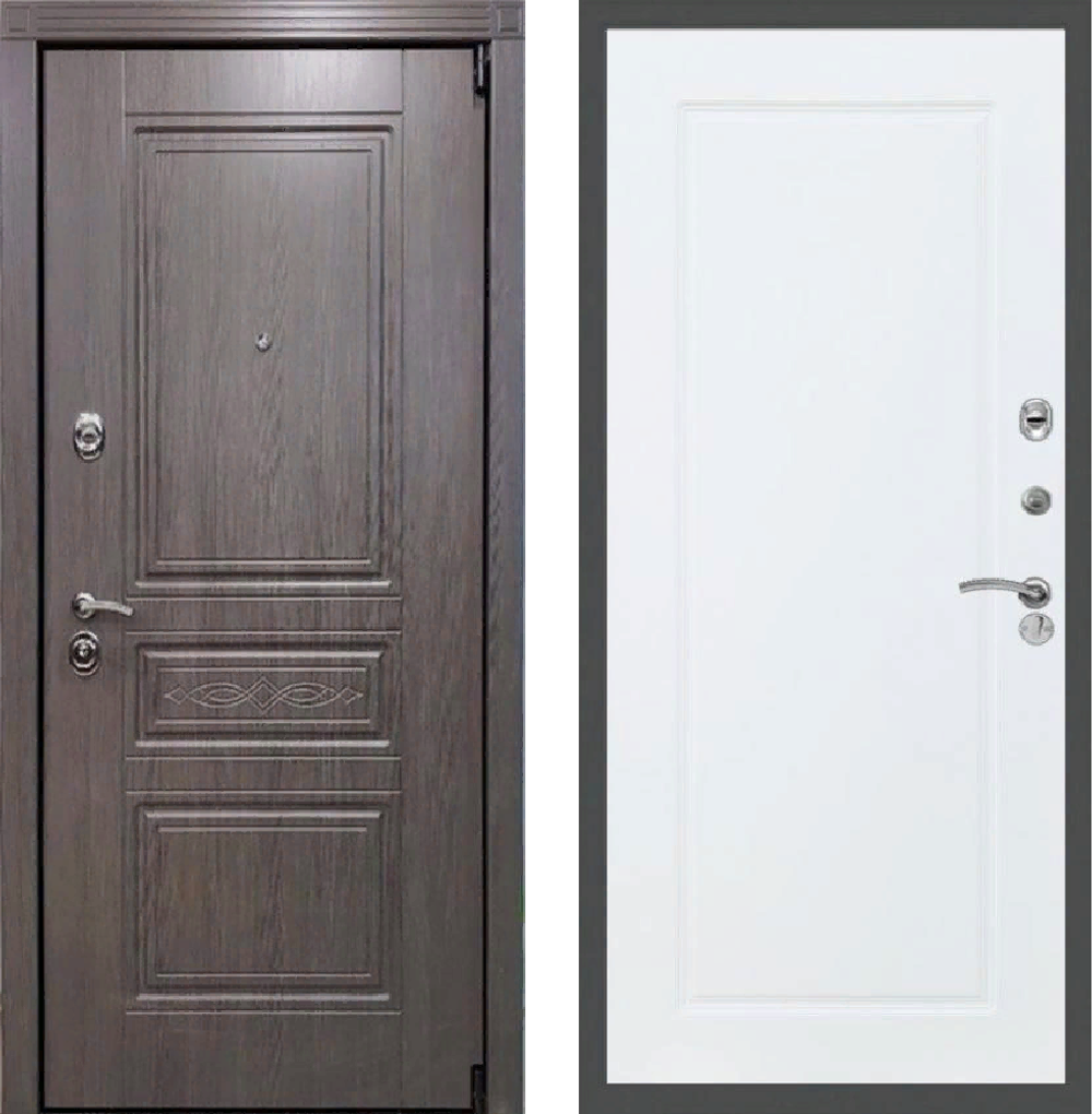 Входная металлическая дверь RеX (РЕКС) Премиум S Лиственница серая / ФЛ 119 Силк сноу