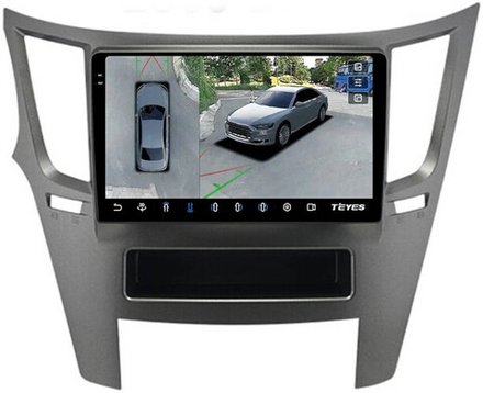 Магнитола для Subaru Legacy 5, Outback 4 2009-2014 (левый руль, рамка черная) - Teyes CC3-2K-360 на Android 10, 2K QLED, 6Гб+128Гб, CarPlay, 4G SIM-слот, 4 камеры в комплекте