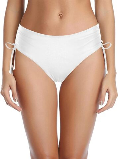 Белые женские плавки с утяжкой по бокам