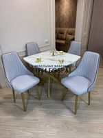 Кухонный раздвижной стол "ТАНГО" , белый мрамор и 4 стула Сорренто