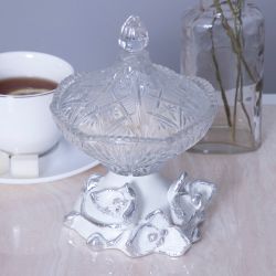 Сахарница стеклянная с крышкой Орхидея Лайм Белый