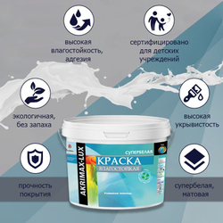 Краска Влагостойкая акриловая AKRIMAX для помещений с повышенной влажностью,