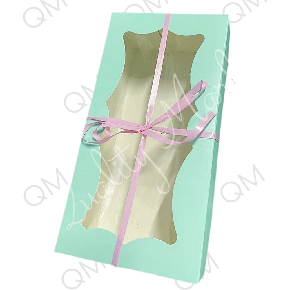 Коробка для макарон и др. кондитерских изделий с фигурным окошком 210*110*55 мм (тиффани), 50шт